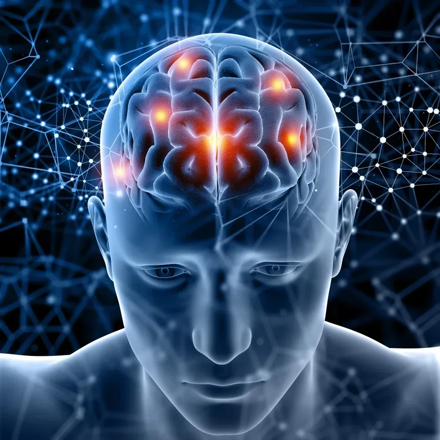 The blue brain-network recall graphic used in the VapoCept marketing