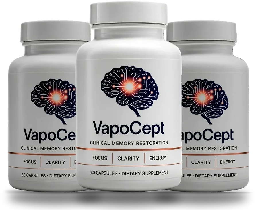 VapoCept three-bottle pack, 3 white bottles of 30 capsules