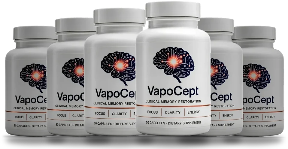 VapoCept six-bottle pack, 6 white bottles of 30 capsules