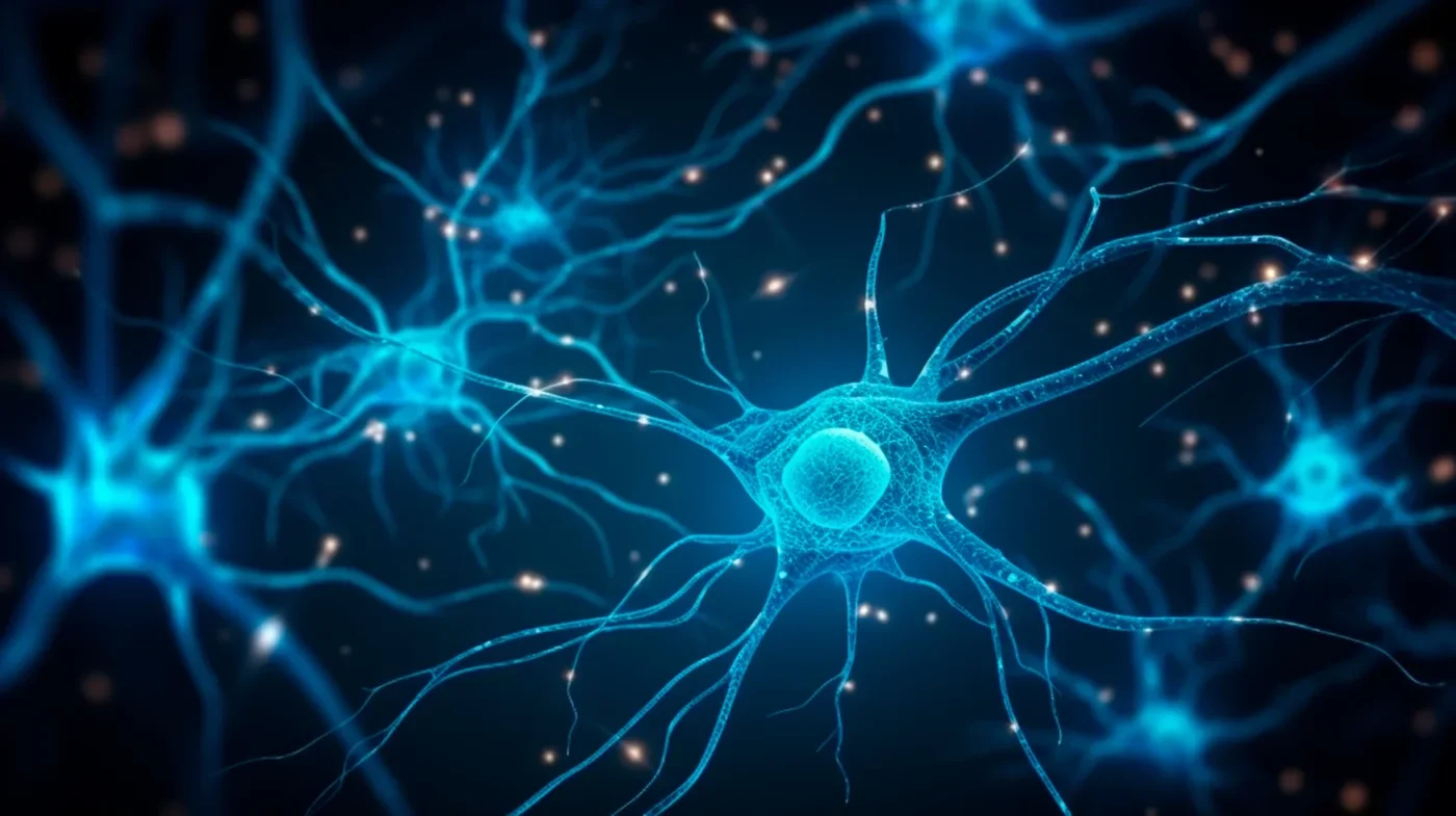 The blue neuron-network banner used in the VapoCept marketing